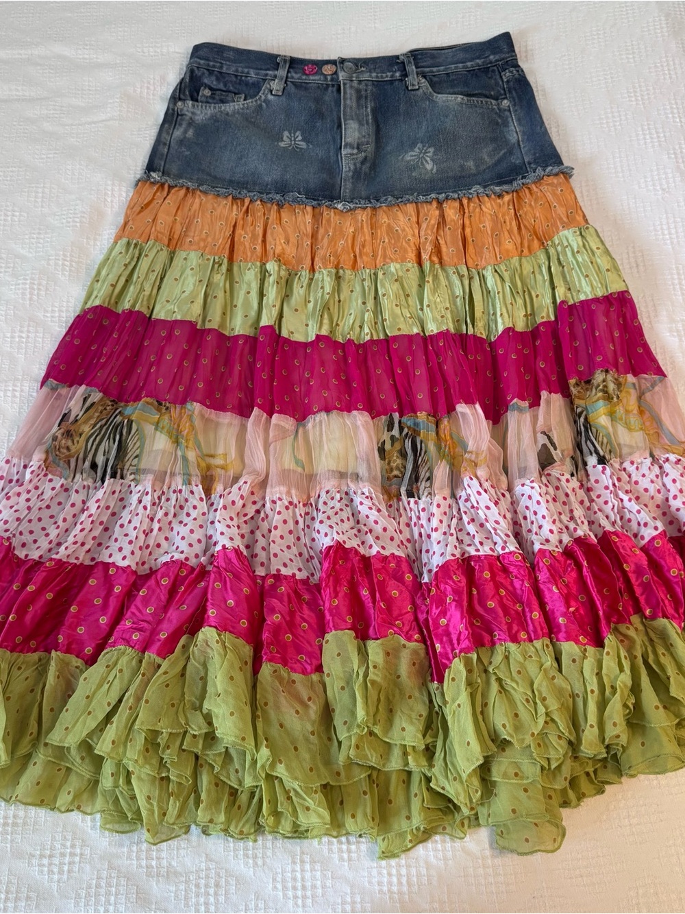 Y2K Lizzie McGuire Style Tiered Maxi Skirt - Picture 1 of 7
